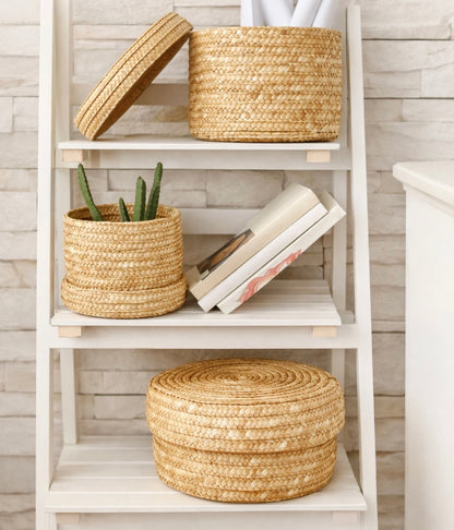 Eluna Artisan Bamboe Opbergmand met Deksel - Eluna Nara™ Collectie