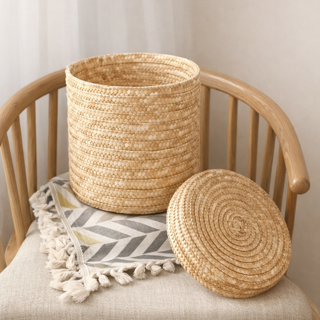 Eluna Artisan Bamboe Opbergmand met Deksel - Eluna Nara™ Collectie