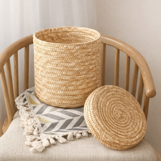 Eluna Artisan Bamboe Opbergmand met Deksel - Eluna Nara™ Collectie