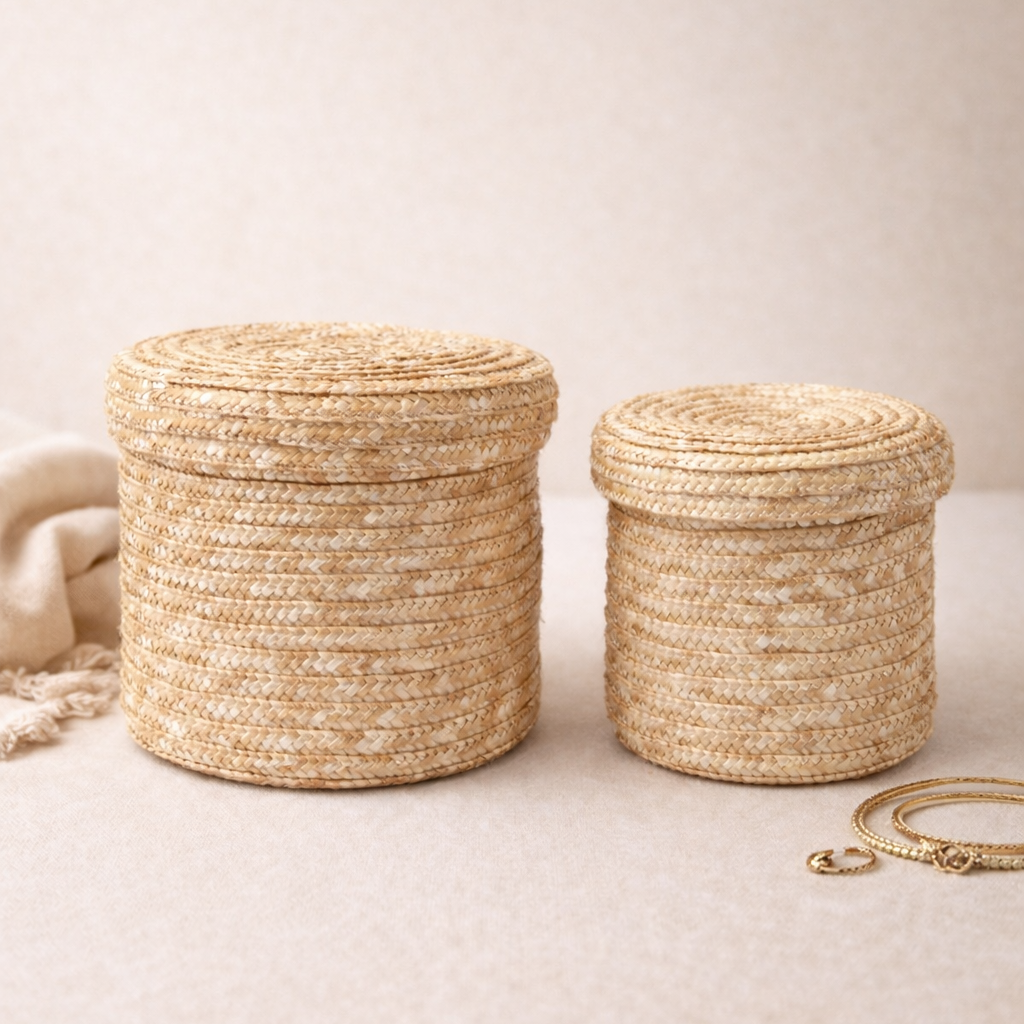 Eluna Artisan Bamboe Opbergmand met Deksel - Eluna Nara™ Collectie