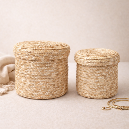 Eluna Artisan Bamboe Opbergmand met Deksel - Eluna Nara™ Collectie