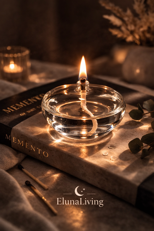 ElunaLiving Aura Glazen Olielamp – Handgemaakt Design