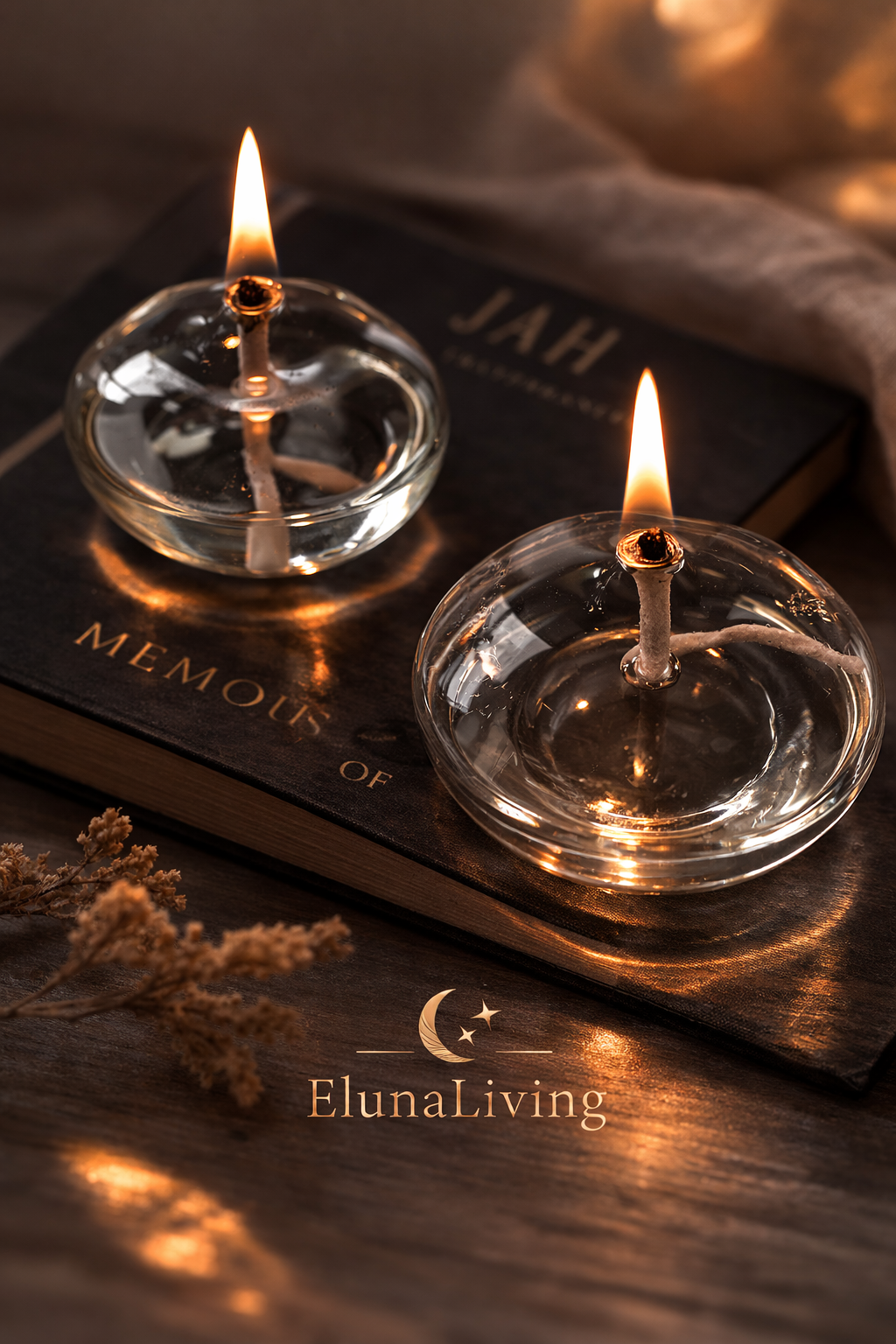 ElunaLiving Aura Glazen Olielamp – Handgemaakt Design