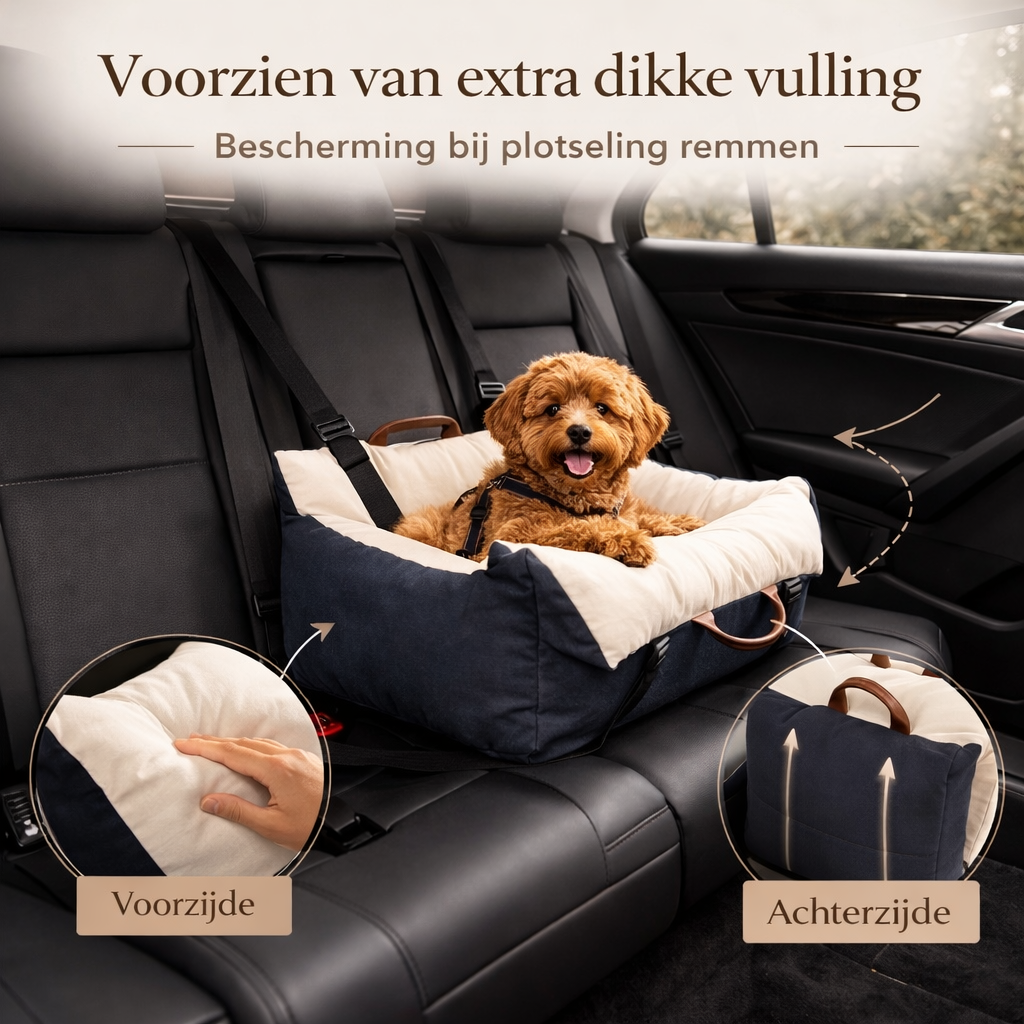 ElunaLiving SafeNest Hondenautostoel met geïntegreerde veiligheidsriem